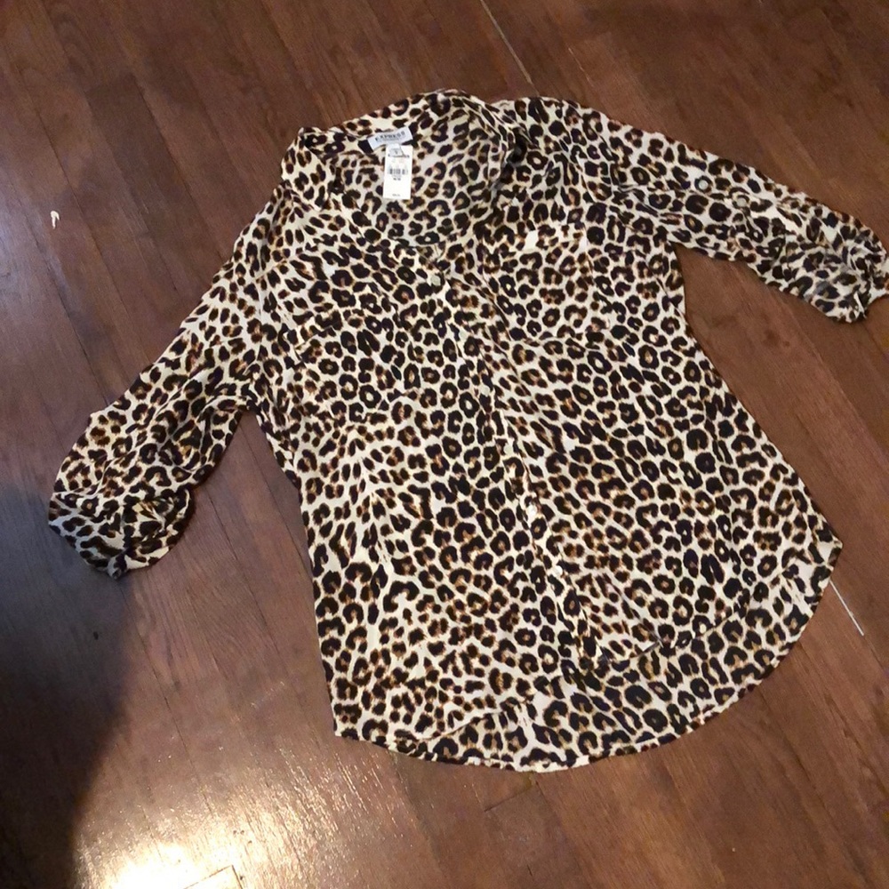 Leopard print button down-NWT